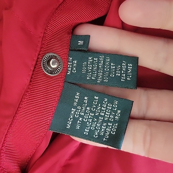 Men's Lauren Ralph Lauren Reversible Puffer Vest Down Filled Red Black Medium - Picture 2 of 8